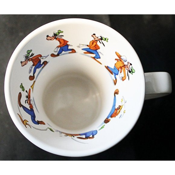 Disney Store White Ceramic 6" Coffee Mug Goofy Slipping On Banana Peel Concave - Picture 9 of 10